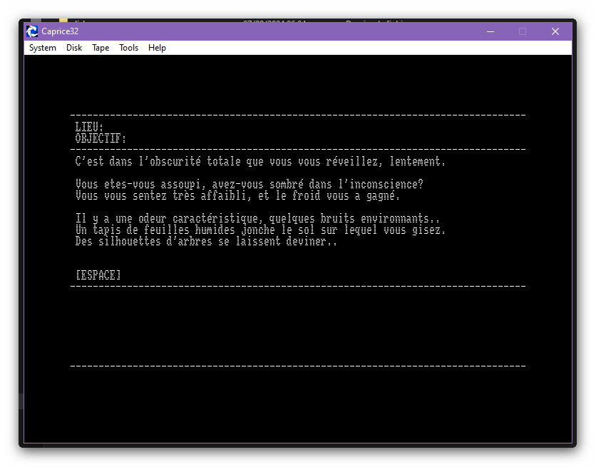 SolarPhasing's tweet image. Text adventure game 
Prototype

#amstrad #CPC #CPC464 #CPC664 #CPC6128 #adventure #text #retrogaming #retrocomputing #oldcomputers #games #videogames #indiedev #gamedev #indiegamedev