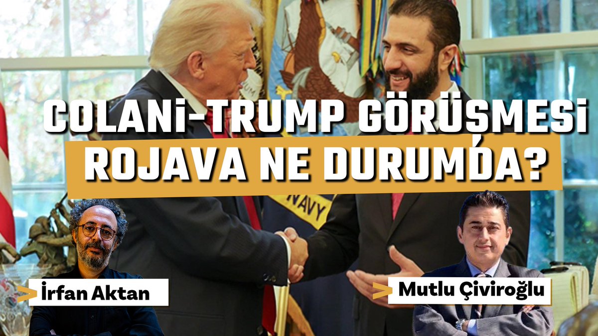 Trump–Colani görüşmesi Rojava için kritik bir dönüm noktası oldu.

Şam “10 Mart Mutabakatı için 5 toplantı yaptık” dedi.

Rojava bu süreci nasıl okuyor? 

Mutabakat uygulanacak mı?

<a href="/mutluwdc/">Civiroglu Mutlu</a>  ve <a href="/irfanaktans/">İrfan Aktan</a> değerlendiriyor.

#NasılYapmalı | 20.30👇
youtube.com/live/6EK3S2LJK…