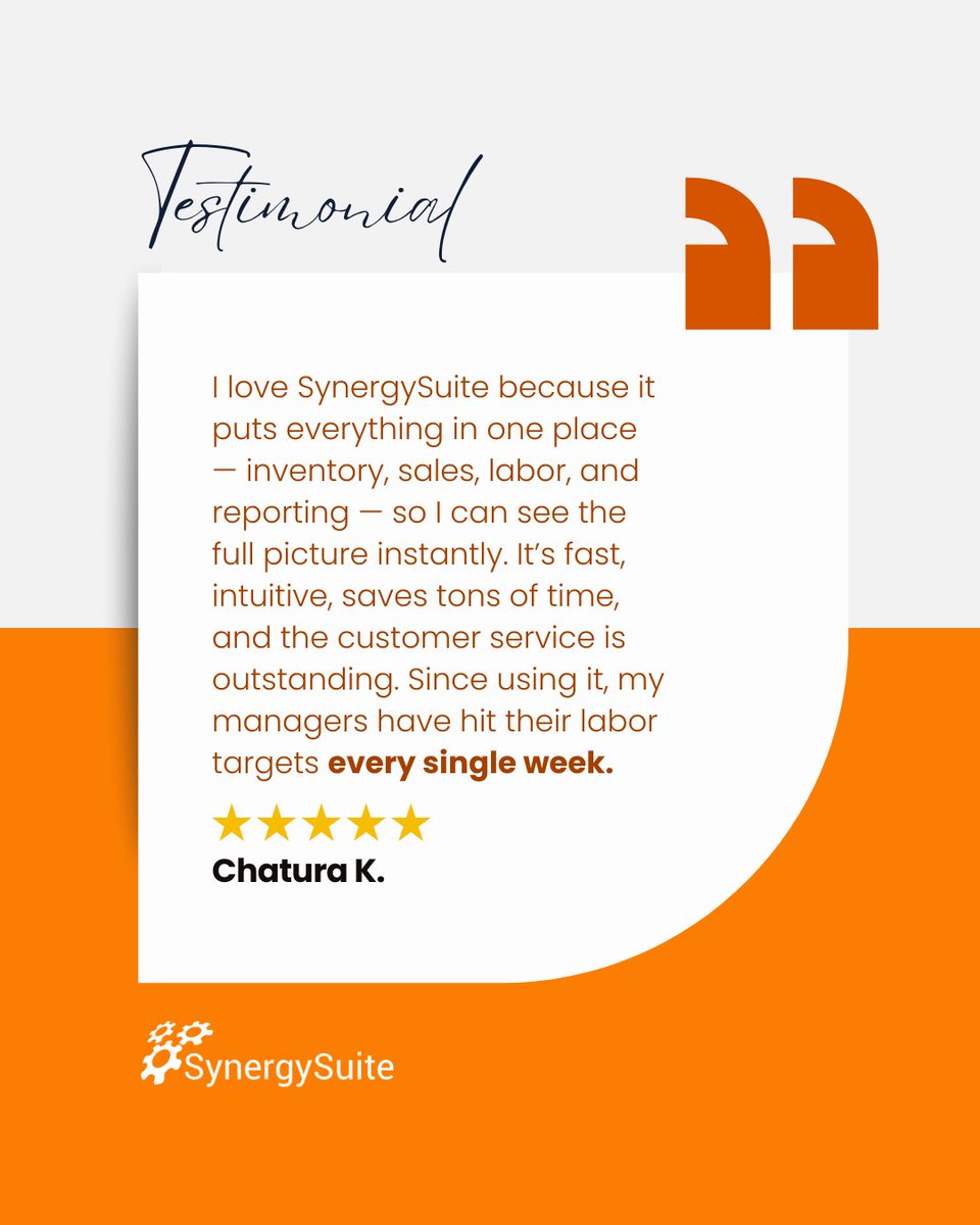 SynergySuite's tweet image. Real results from real operators ⭐ The stories that matter come from the floor, not from a sales deck.
#SynergySuite #LeadWithSynergy #SmartOps #Testimonial