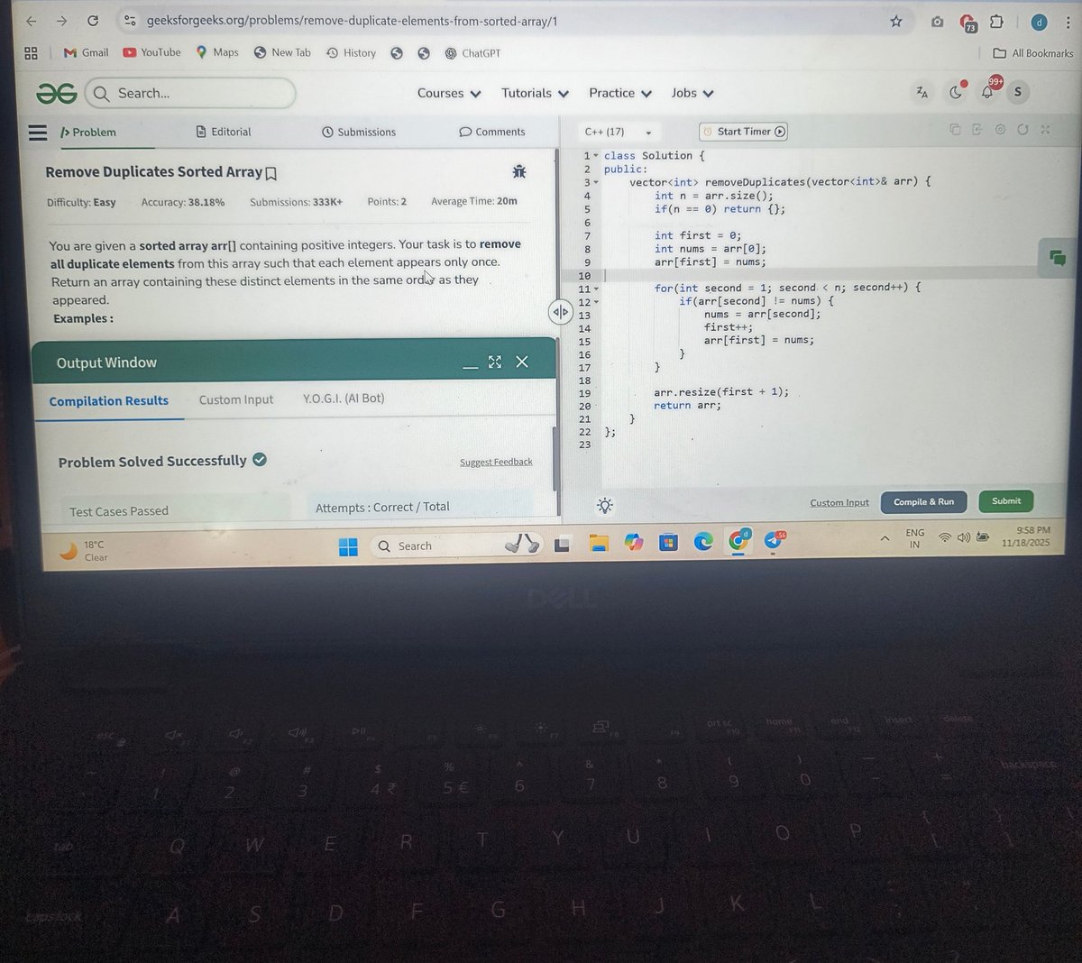 darshan20284172's tweet image. Day 3 – DSA 🔥

Solved two problems today using Two Pointers:
• Indexes of Subarray Sum
• Remove Duplicates from Sorted Array

Learning step by step!
#DSA #TwoPointers #100DaysOfCode #Coding
