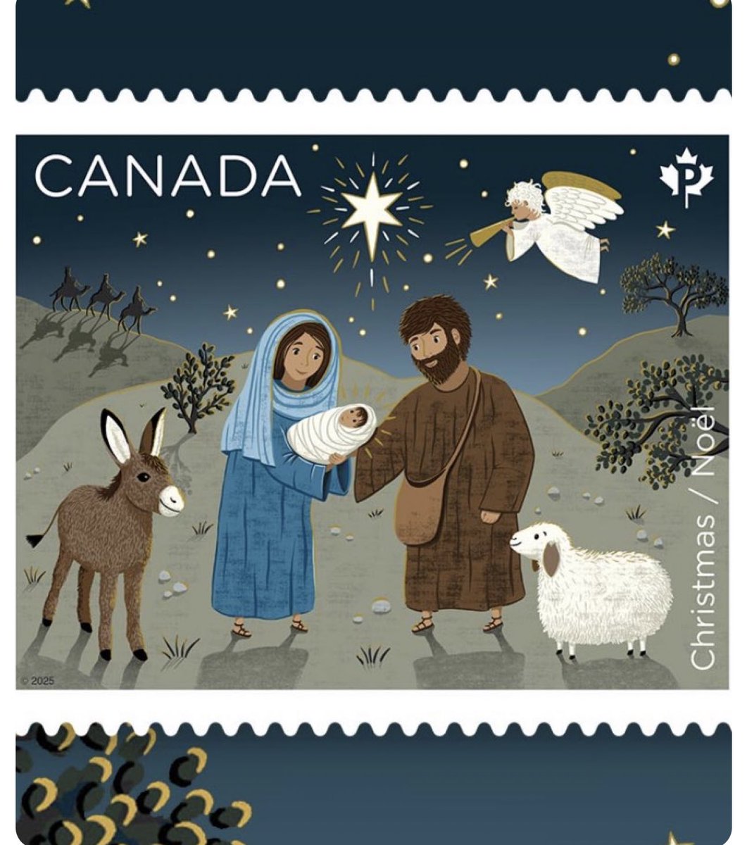 MadelnCanada's tweet image. Canada Post releases a new Christmas stamp depicting the Holy Family, Jesus, Mary, and Joseph