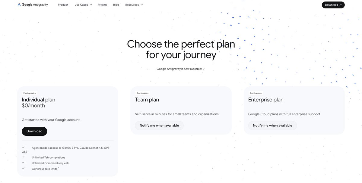 Antigravity free plan details
