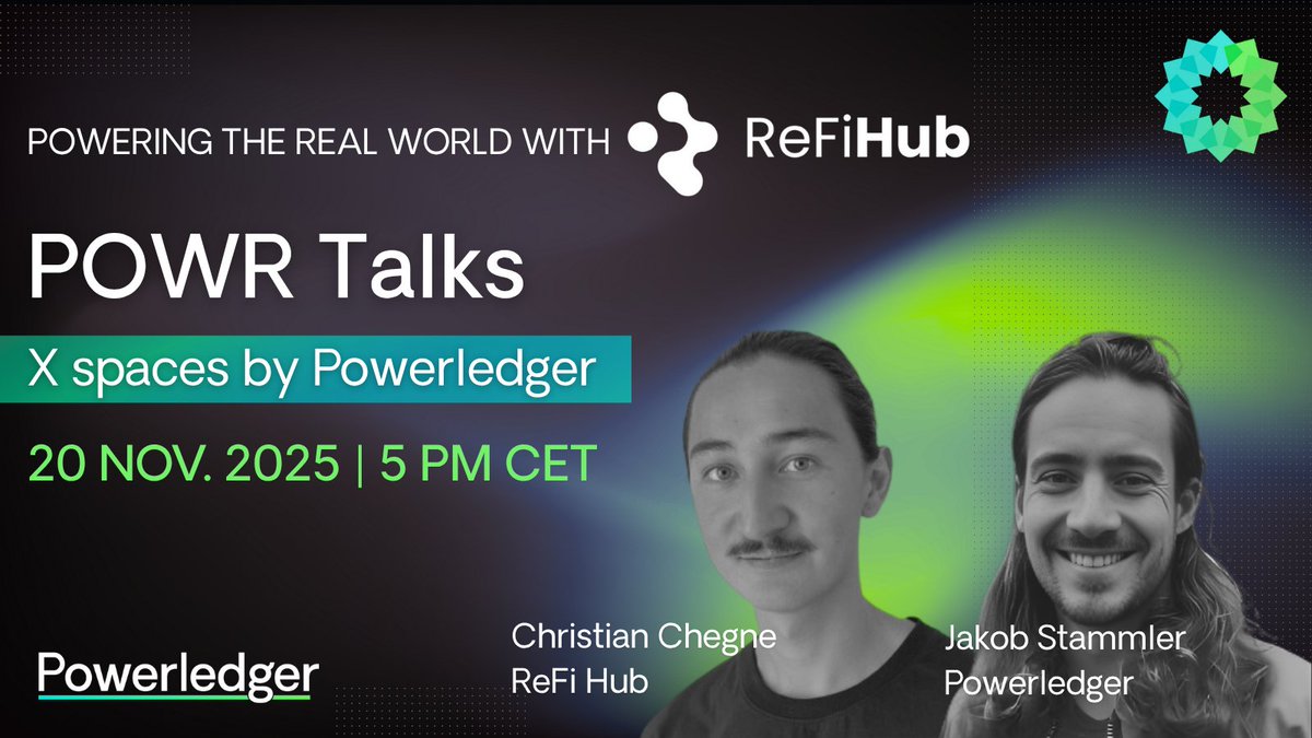 POWR Talks event poster featuring Christian Chegne from ReFi Hub and Jakob Stammler from Powerledger