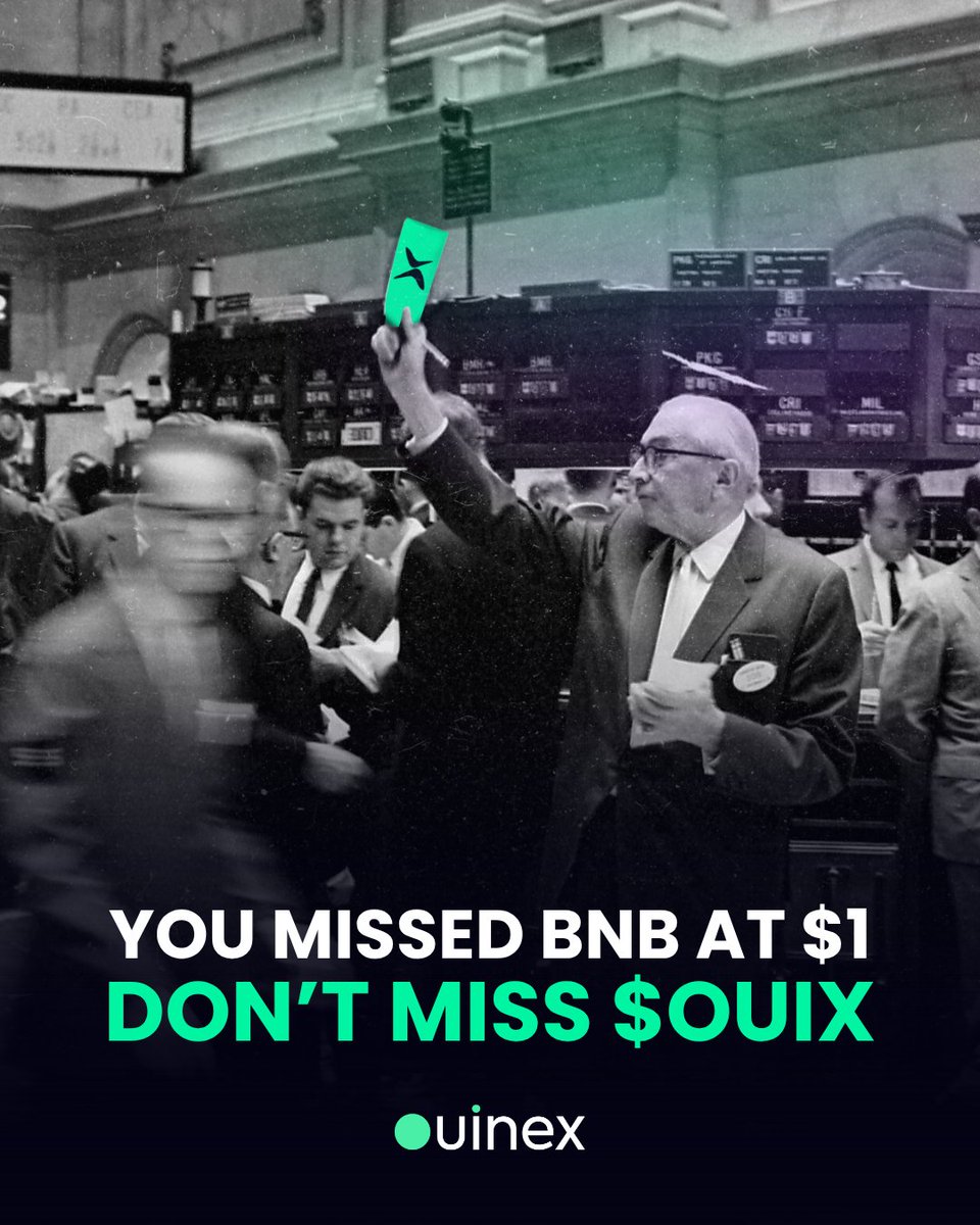 Ouinex's tweet photo. You missed BNB at $1. Don't miss $OUIX: the new exchange token. Be sure you're signed up for it when it drops...or regret it later! It's going to be the first token out when we launch Launchpad this month! https://t.co/O7CjbNlr7I 

What makes $OUIX so special? 

• ~65M tokens sold and ~$6M raised in pre-sales — all from our retail community (no institutions or VCs).

• Hefty cliff and vesting periods; half of early investors chose to stake their $OUIX. No immediate sell-off risk — this token was built to last.

• Vital to the Ouinex ecosystem: the healthier $OUIX is, the lower our fees. The more $OUIX you buy and stake, the bigger your yield boosts. PLUS you get a better APY on EARN.

• Plus, the more $OUIX you buy and stake, the earlier access you get to new tokens on Launchpad. 

Don’t miss the $OUIX Launchpad listing on Ouinex.  https://t.co/O7CjbNlr7I