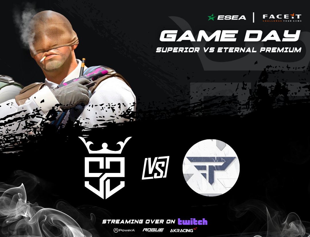 Sup3riorGG's tweet image. ITS GAME DAY! For game 13 of the regular season we take on Eternal Premium for our chance to go 11-2! 

🔴 twitch.tv/superioresport…
🎙️ @_haughtsauce_ 
🕐 1pm CST/8pm CET

#SuperiorCS | @FACEIT @ESEA