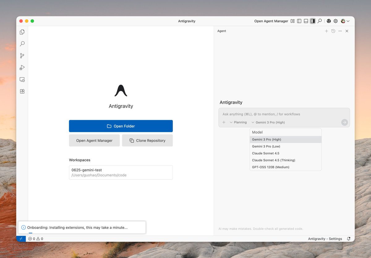 와, 구글이 Antigravity라는 AI IDE를 출시했군요.

 예상치 못하게 그들은 커서와 클로드에게 먼저 큰 타격을 주었고, 그들의 제품 기능을 강조했습니다.

 자율적이고 병렬적인 개발:
 에이전트는 구현 