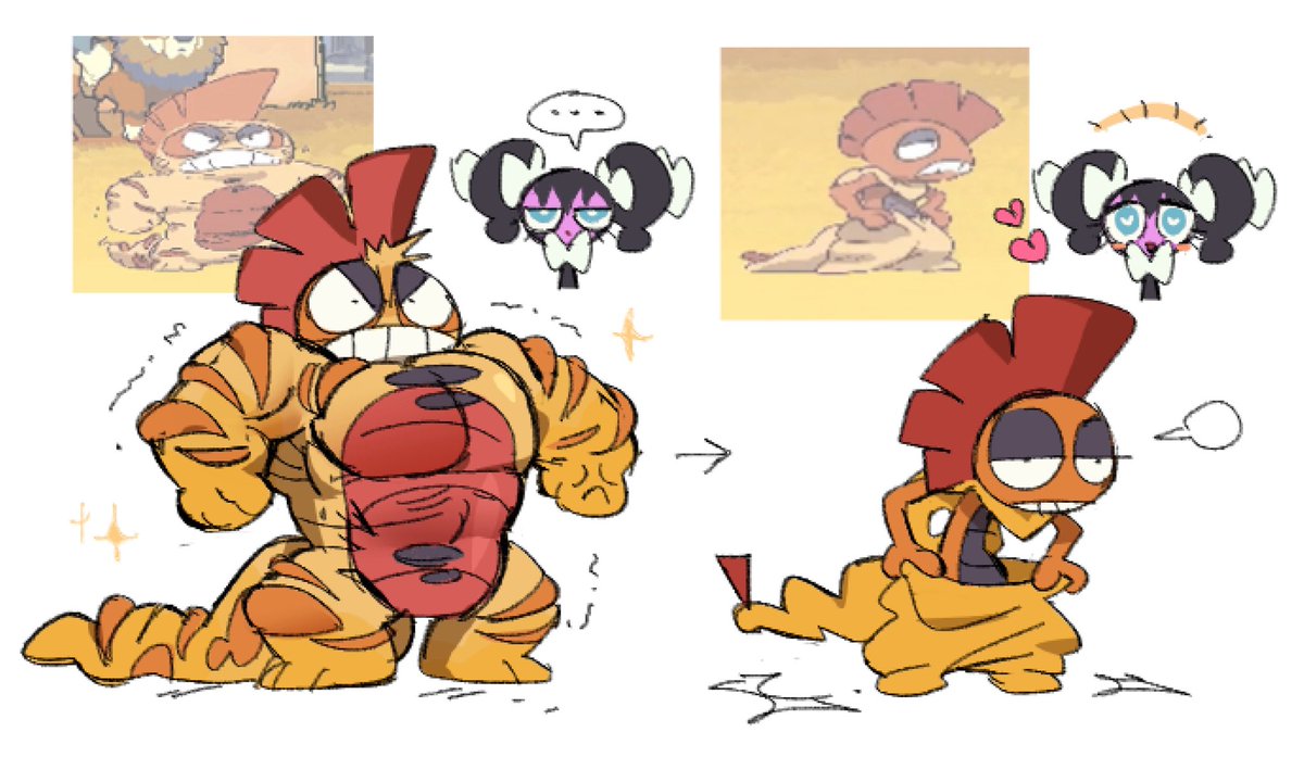 Btw the animation that comes out when Scrafty appears in PKMNCC is really interesting, literally they went from cool buff man to pathetic thin-body loser

#pokemon #pokemonart #PKMNCC