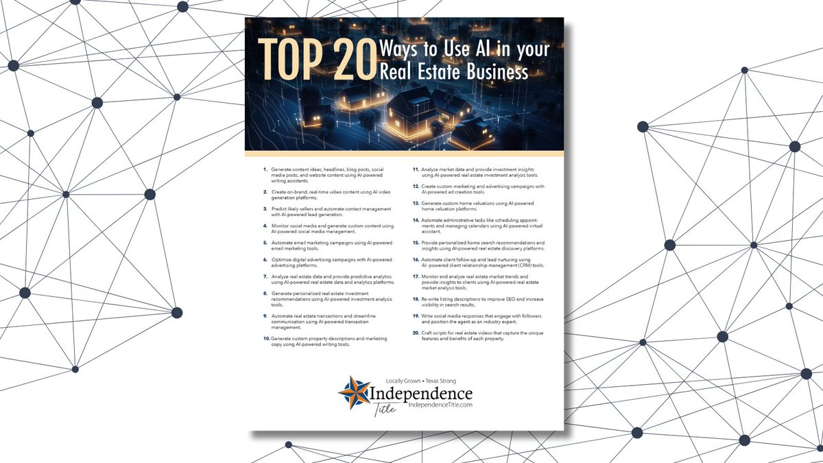 IndependenceTX's tweet image. 🚀 Planning for 2026? Let AI boost your business! 🤖

Here are 20 ways AI can save time, improve customer experience, and grow your business. 💡

tinyurl.com/a85yyb8z

#AIforBusiness #BusinessGrowth #2026Planning #SmartBusiness #Innovation