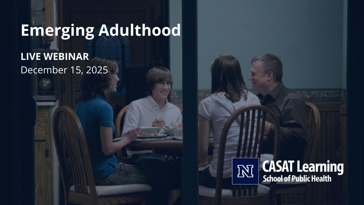 CASATUNR's tweet image. Working with emerging adults? This Dec 15 webinar covers how values, family dynamics, and developmental changes influence learning basic life skills, with practical guidance for providers and caregivers. 

Learn more and register: casatlearning.org/calendar-view/…
