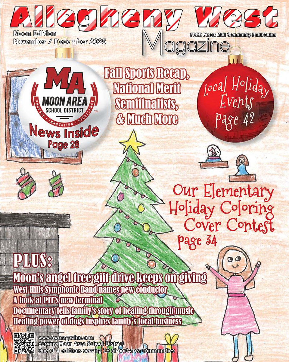 Congratulations to Moon Area third-grader Avril Leira, who created this drawing of a festive and warm holiday setting for our Moon holiday coloring contest. @MoonAreaSchoolDistrict #HappyHolidays