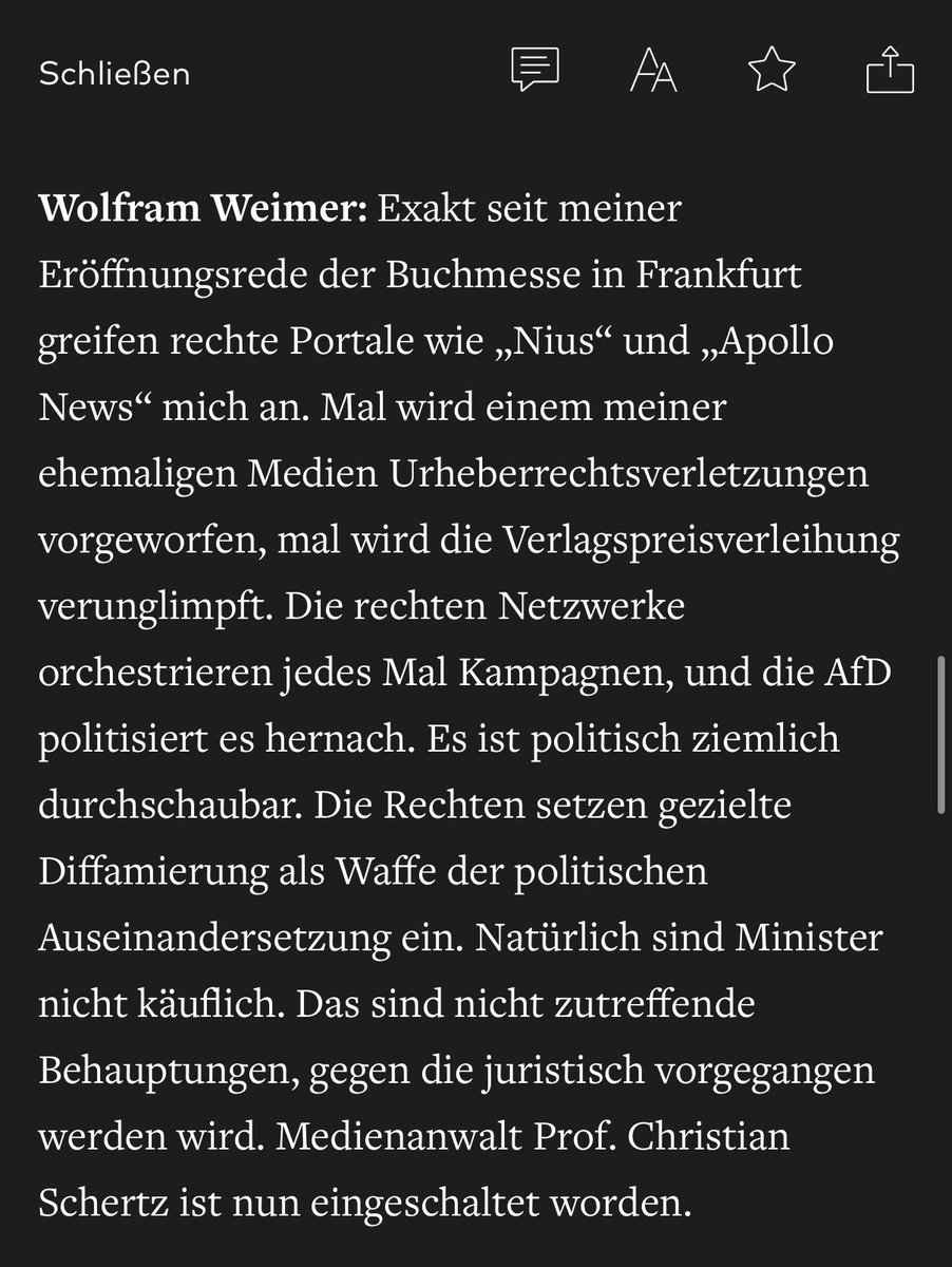 Solche illiberalen verbalen Attacken auf die freie Presse &amp; kritische Journalisten wie <a href="/dg_graeber/">Daniel Gräber</a> zu üben, bloß um ernste Vorwürfe von sich abzuwehren (‚die nervigen Journalisten, die wagen zu berichten, sind böse’) ist für ein Medienstaatsminister unwürdig. #weimer
