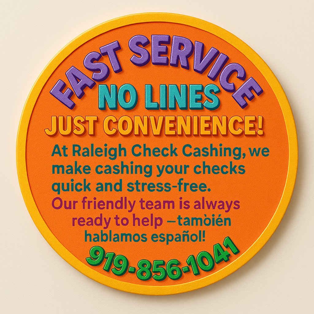 ASKCheckCashing's tweet image. ✨ Skip the wait and experience the difference!
Our customers love our super-fast turnaround, professional service, and welcoming staff.
Need help in English or Spanish? We’ve got you covered.
Call us today: 919-856-1041