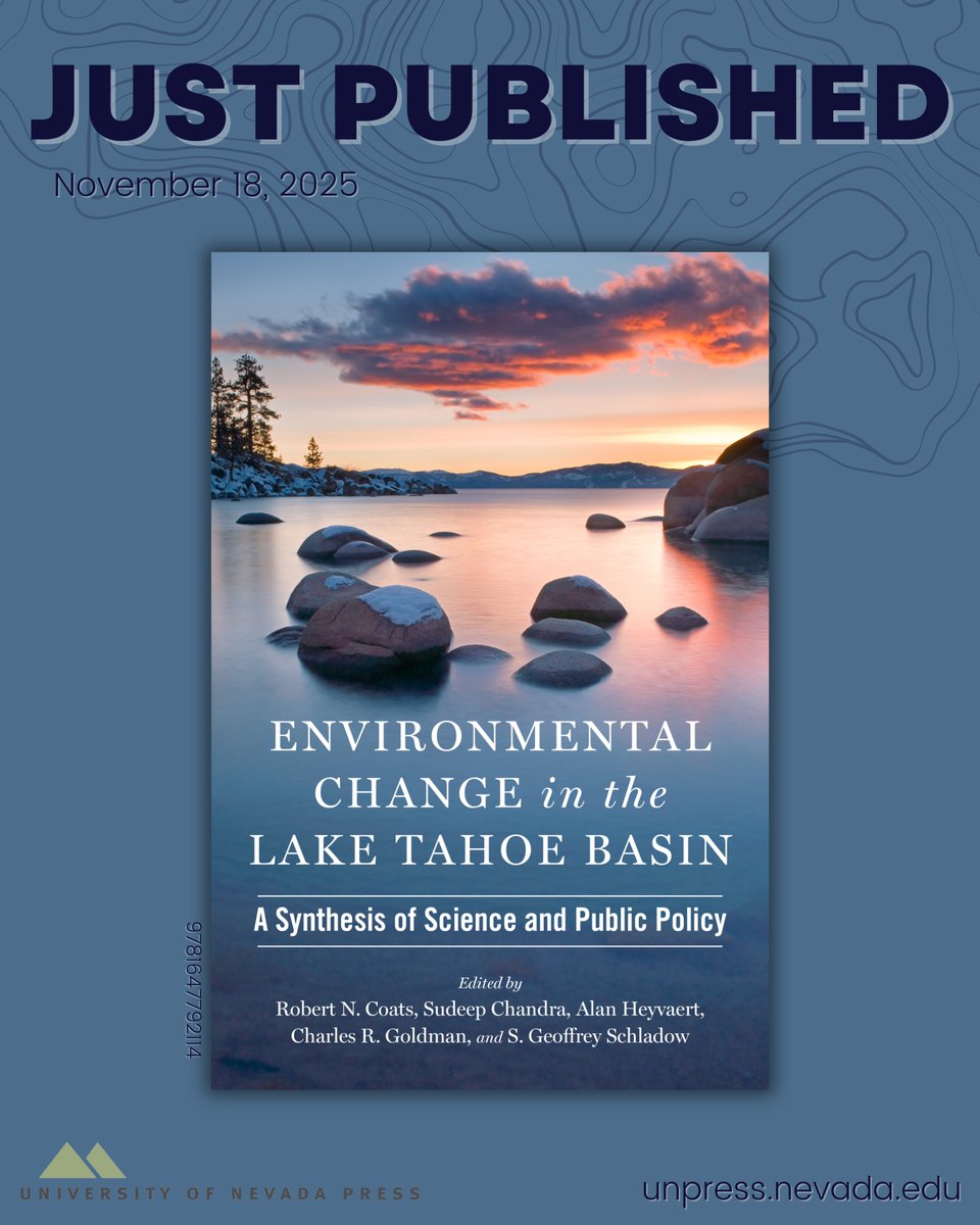 We are proud to announce the release of 𝙀𝙣𝙫𝙞𝙧𝙤𝙣𝙢𝙚𝙣𝙩𝙖𝙡 𝘾𝙝𝙖𝙣𝙜𝙚 𝙞𝙣 𝙩𝙝𝙚 𝙇𝙖𝙠𝙚 𝙏𝙖𝙝𝙤𝙚 𝘽𝙖𝙨𝙞𝙣 by Coats, Chandra, Heyvaert, Goldman, and Schladow.

Click the link in our bio to learn more, and purchase your own copy today.

#UniversityOfNevadaPress