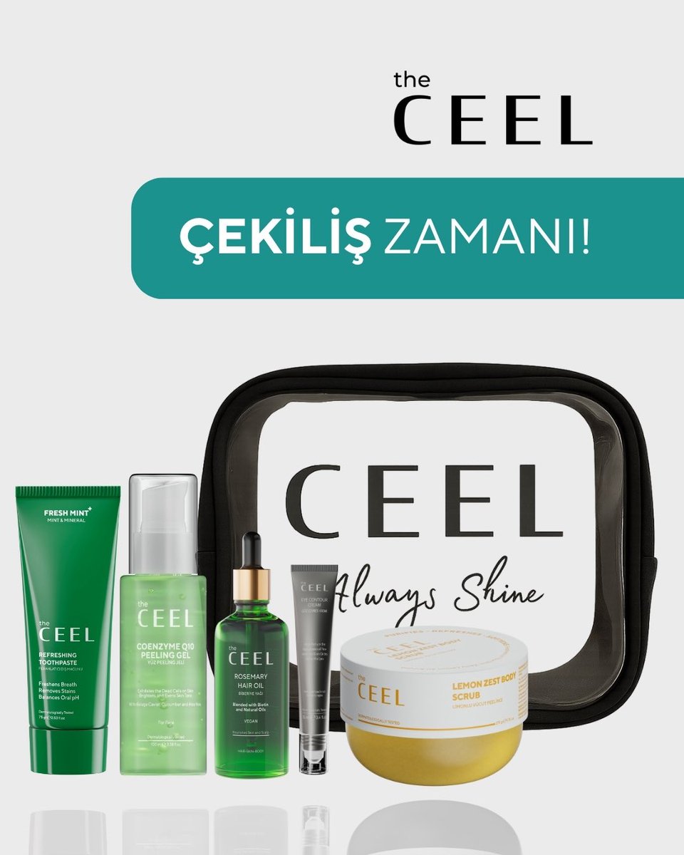 🎁 Çekilişimiz Başladı!

Şartlarımız çok basit:

1️⃣ <a href="/theceel/">The Ceel</a> hesabını takip et,
2️⃣ Gönderiyi beğen ve yorum yap,

🥳 Hediye Ürünler:

🪄Ferahlatıcı Diş Macunu
🪄Aydınlatıcı Yüz Peelingi
🪄Biberiye Yağı
🪄Göz Altı Kremi
🪄Limonlu Vücut Peelingi

✅ 5 Kişiye 5 Ürünümüzden de