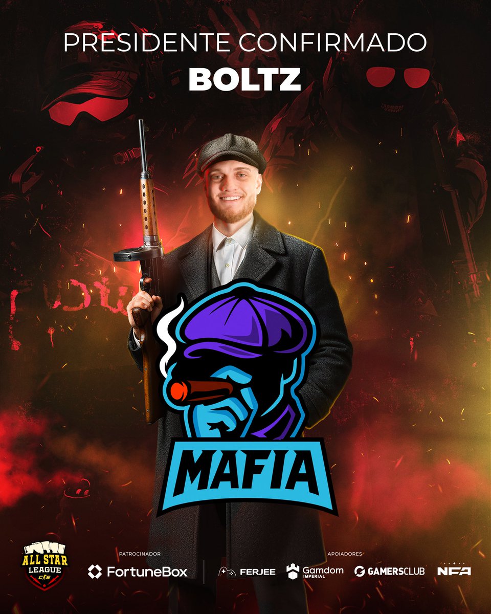 allstarleaguecs's tweet image. É MAFIAAAAAA

@Boltz é capitão do nosso 6º time confirmado na ASL!

&quot;Enquanto outros usam a força, eles usam a influencia. A MAFIA não joga o jogo, ela é o jogo.&quot;

Acompanhe a ASL, nosso campeonato presencial de lendas do CS, dias 19 e 20 de novembro!