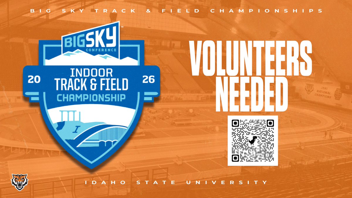 Volunteer Opportunity! ISU is hosting the 2026 Big Sky Indoor T&amp;F Championships and we need officials and volunteers. Signup via the link: forms.gle/Tq9iLXBz8tPcGr…  No experience needed, we can train you. Tell your friends. Roar Bengals ROAR!