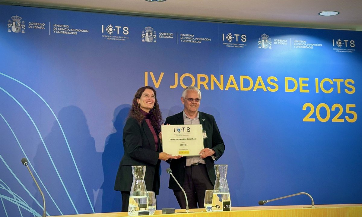IAC_Astrofisica's tweet image. 🔵Hoy hemos estado presentes en la IV Jornada de las #ICTS, organizada por el @CIEMAT_OPI

Se presentó el nuevo Mapa 2025–2028, con 28 infraestructuras y 64 instalaciones 🗺️

Los Observatorios de Canarias y @GTCtelescope continúan como ICTS de referencia en la ciencia española🔭