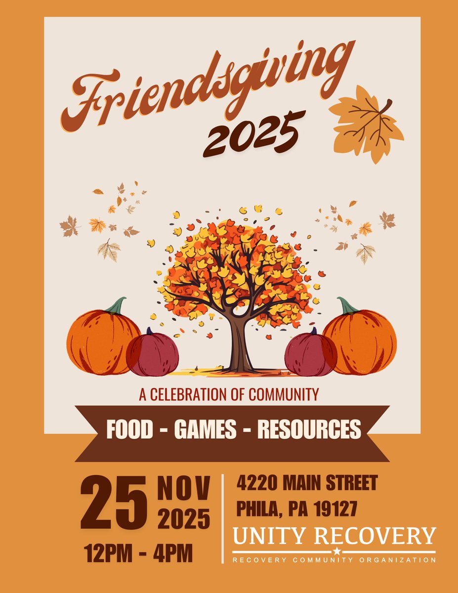 Come together as a community to share a meal, connect with one another, and give thanks.  Raffles for merch and prizes, games and activities for everyone to enjoy. #friendsgiving healthymindsphilly.org/event/unity-re…