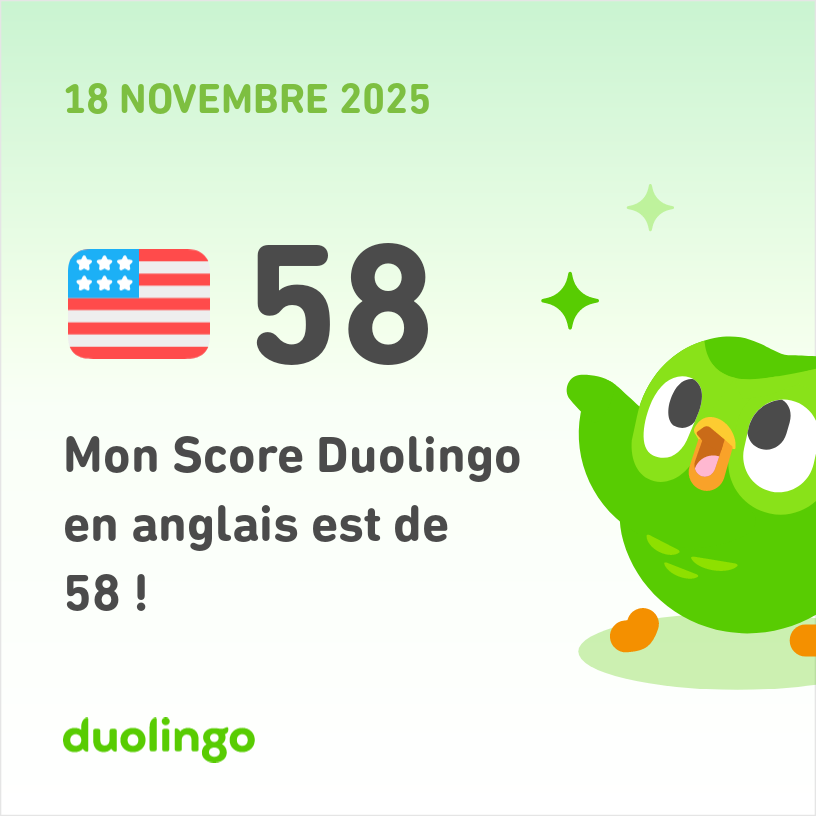 Score #Duolingo et plus de 275 jours consécutifs d'activité sur l'App .