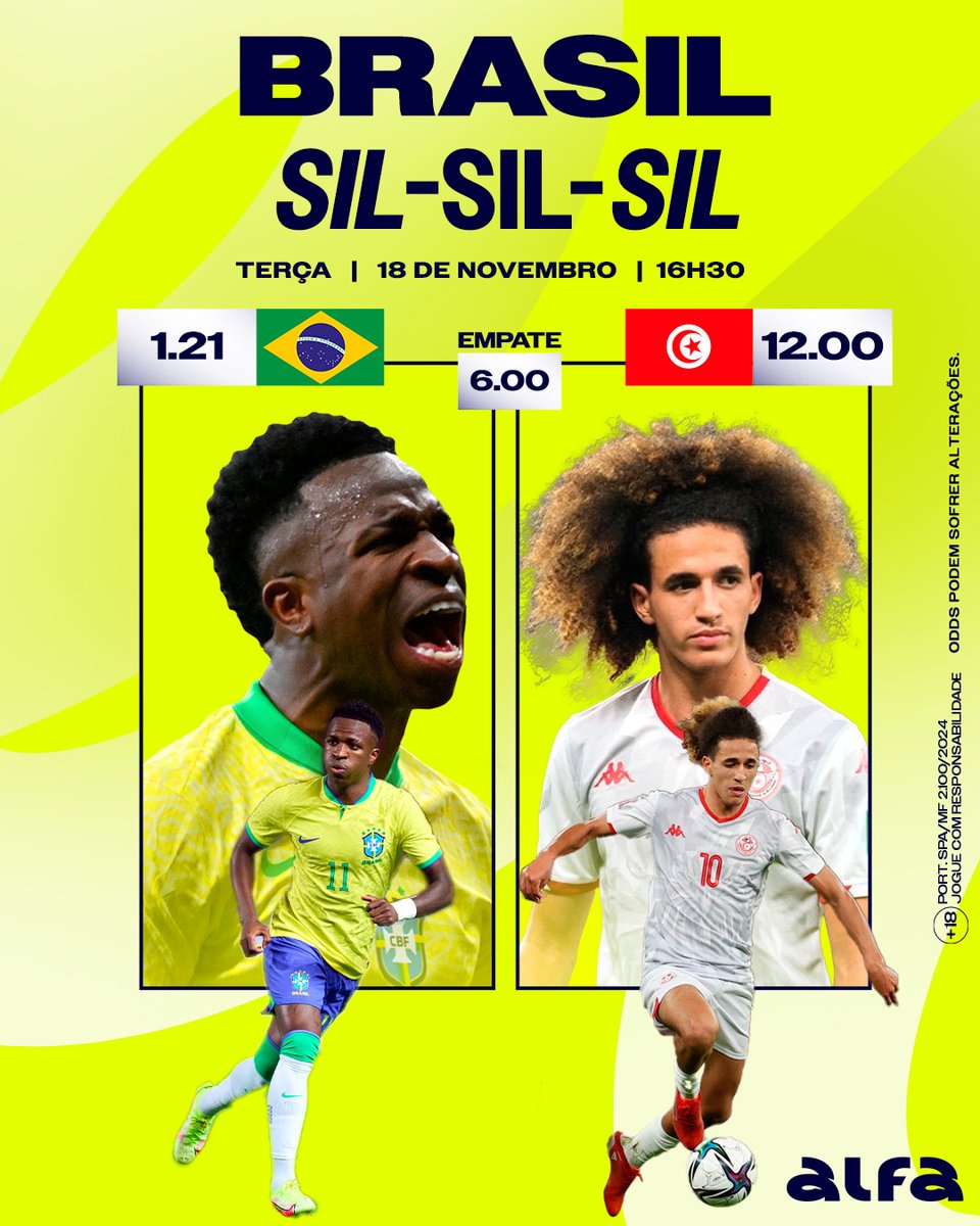 alfabetbr's tweet image. Jogo do Brasil tem que ter palpite! 🇧🇷

Jogue na Alfa! 💛

jogaralfa.bet/xdcc5aea3

🔞|Jogue com responsabilidade! Proibido para menores de 18 anos. Autorizados pela portaria SPA/MF nº 2.100/2024