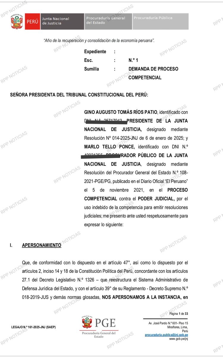 KikesitoVH's tweet image. #OJO La Junta Nacional de Justicia presentó demanda competencial ante el TC contra el Poder Judicial al considerar que excedió sus funciones por emitir resolución de reposición de Delia Espinoza como Fiscal de la Nación