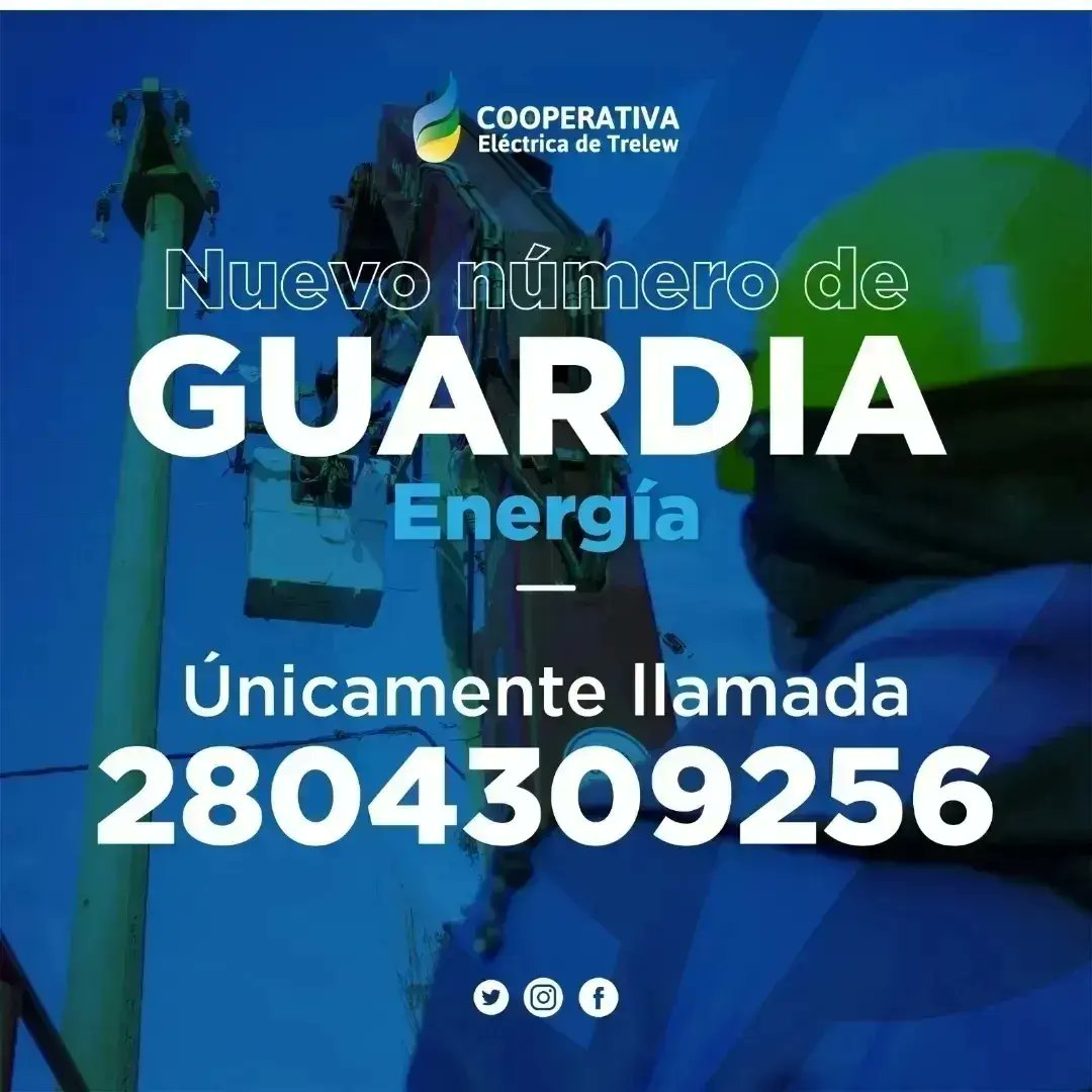 ¿Desde ayer sin luz y los números funcionan?.
<a href="/CoopTrelew/">Cooperativa Eléctrica de Trelew</a>