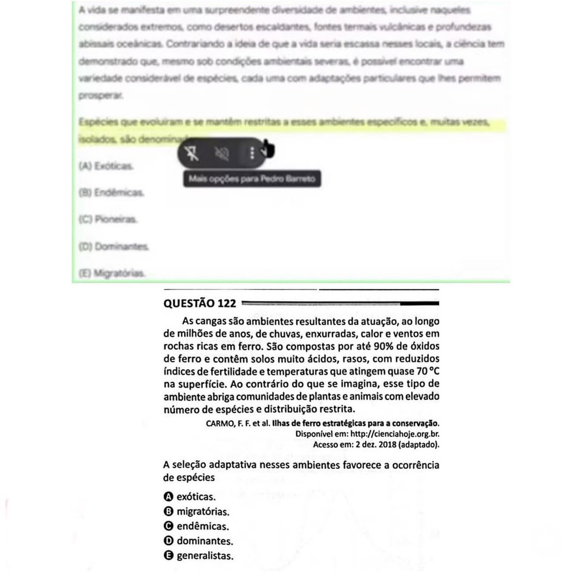 choquei's tweet photo. 🚨ATENÇÃO: Uma live no YouTube realizada dias antes do Enem mostrou questões quase idênticas às que apareceram na prova, incluindo algumas com os mesmos números. A informação começou a repercutir nas redes sociais desde a noite de ontem. https://t.co/Rnpvzhy3G0