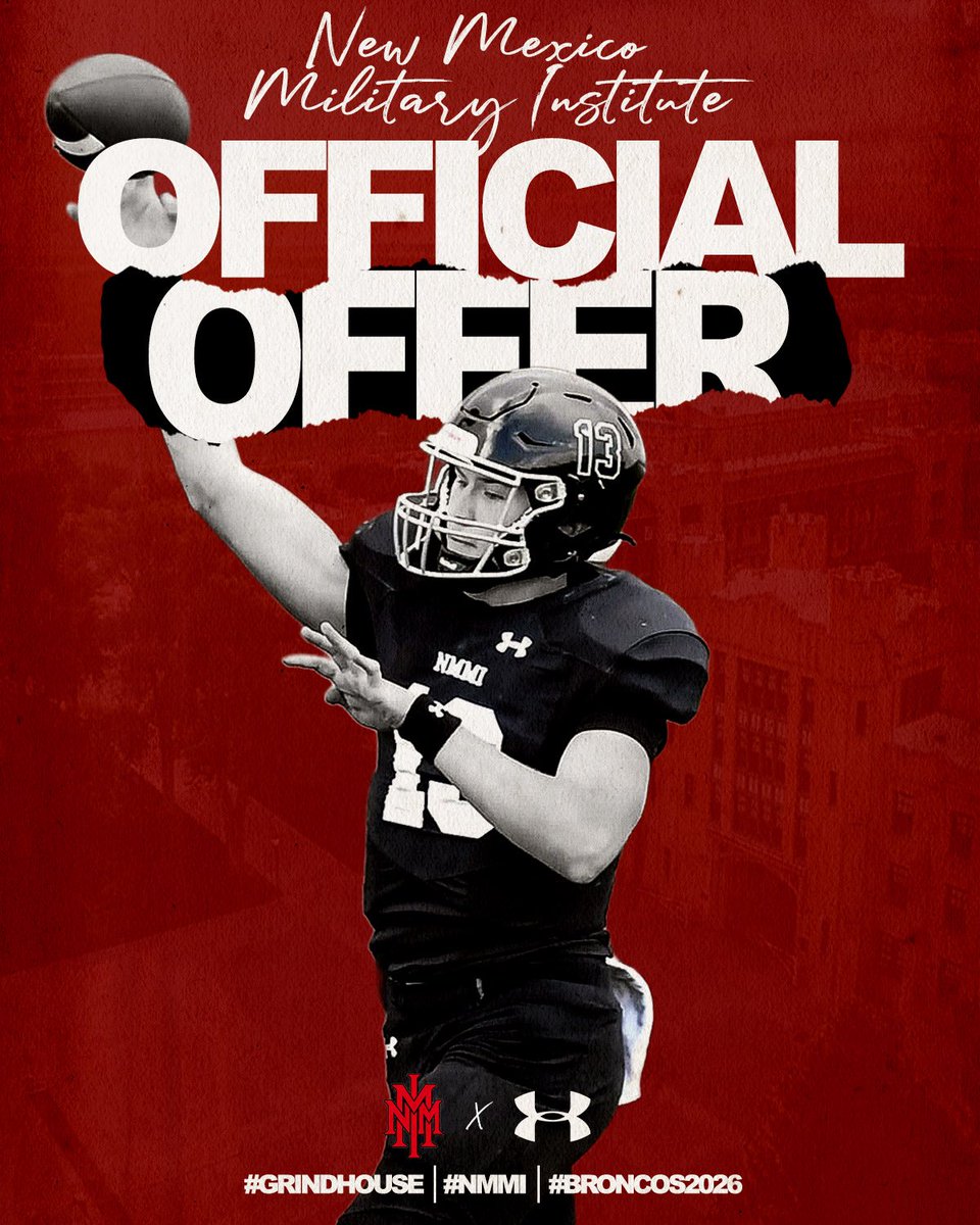 Blessed to receive an offer from <a href="/nmmibroncos/">NMMI Football</a> ‼️ <a href="/osoukup/">Oliver Soukup</a> <a href="/Coach_Hendrix1/">Hendrix</a> 

<a href="/Coach_JColella/">Coach John Colella</a> <a href="/hdcoach_mark/">Mark Kantor</a> <a href="/CoachGroneqb/">Coach G</a> <a href="/MrLeggo1/">Coach Rob</a> <a href="/QBHitList/">QBHitList.com</a>