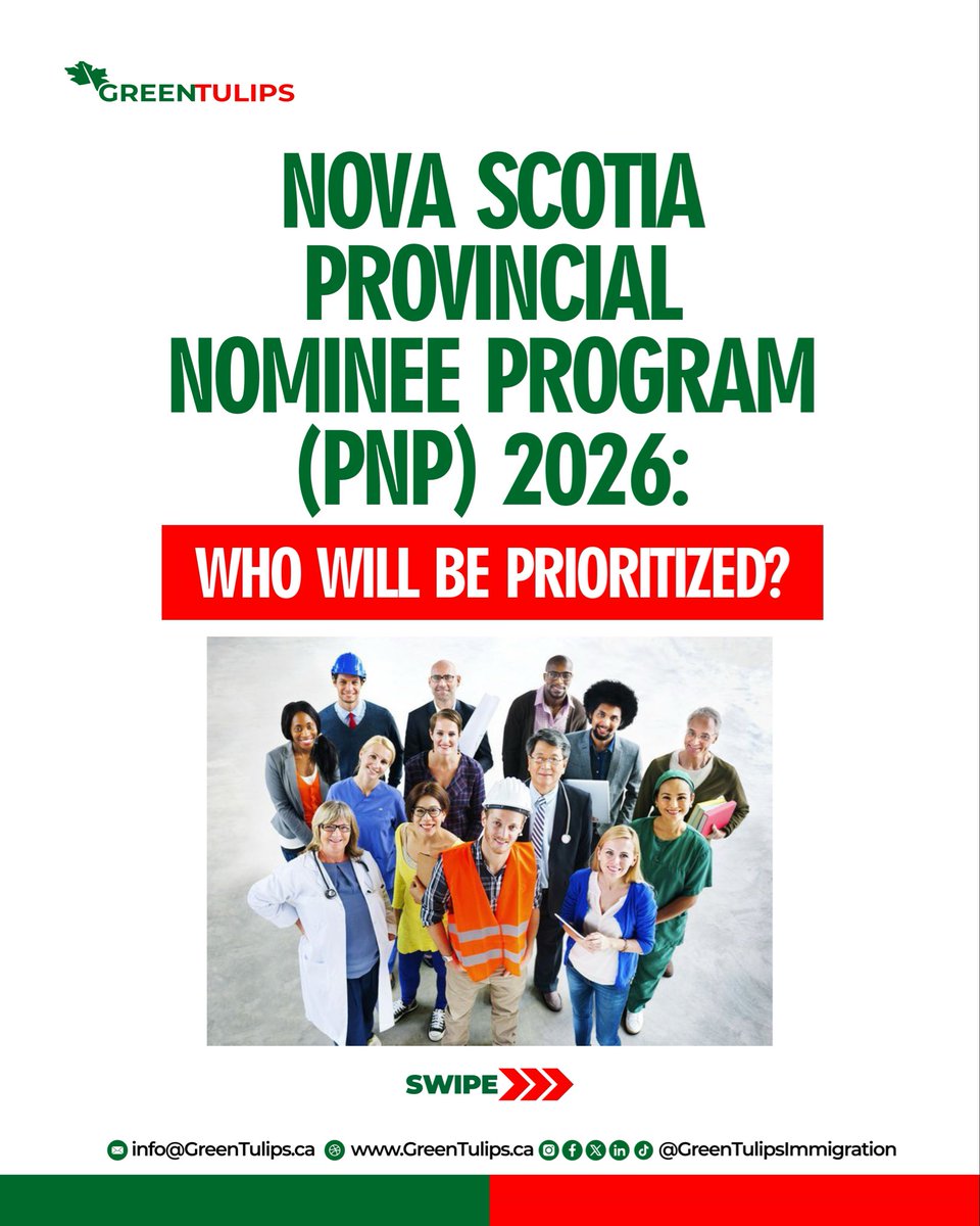 GreenTulipsImm's tweet photo. Who Has the Province of Nova Scotia Indicated to Prioritize in 2026?
#Canada #CanadianImmigration #NovaScotia #ProvincialNomineeProgram #PermanentResidence #Healthcare #Construction #Education #PNP #NSNP #PR https://t.co/M3jh5fsMt3