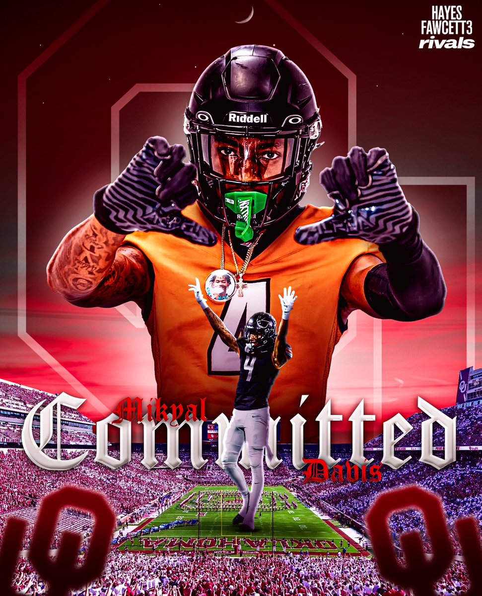Hayesfawcett3's tweet image. BREAKING: Class of 2027 CB Mikyal Davis has Committed to Oklahoma, he tells me for @rivals

The 5’11 165 CB from Phoenix, AZ chose the Sooners over Texas, Alabama, and Ohio State

“Horns down👎👎👎”

on3.com/rivals/mikyal-…