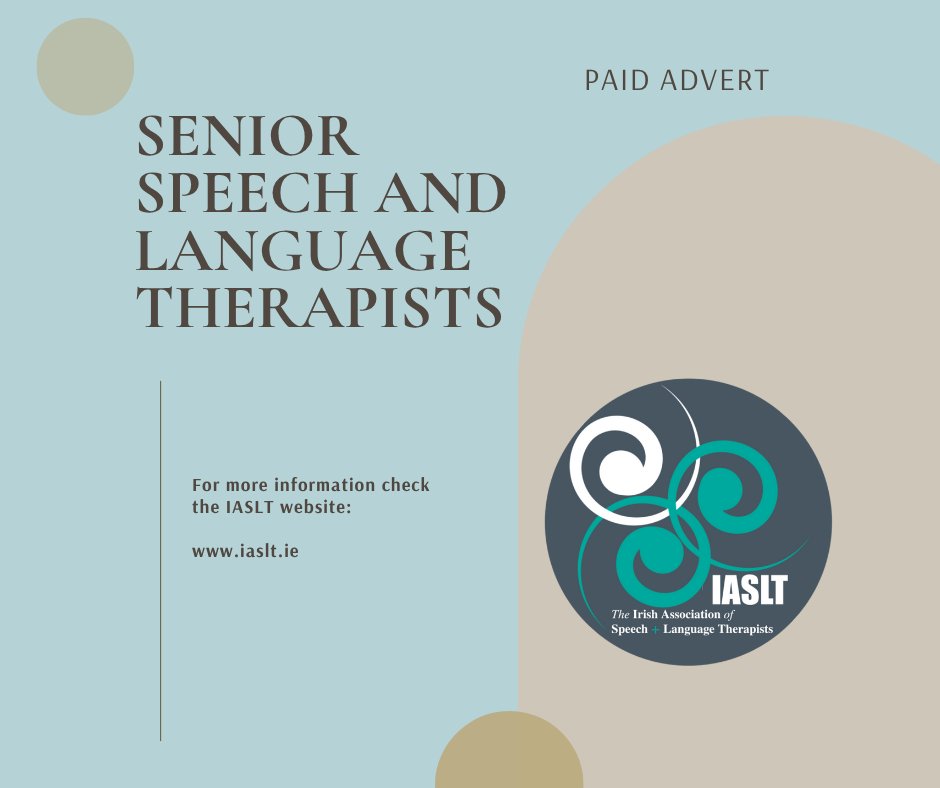 iaslt's tweet image. Paid Advert
Senior Speech and Language Therapists X 2 -
Independent Practitioner Roles
Flexible / Part-time or Full-time Options
Closing Date: 16th December 2025
 bit.ly/3qnE2Nl
#IASLT #IASLPeeps