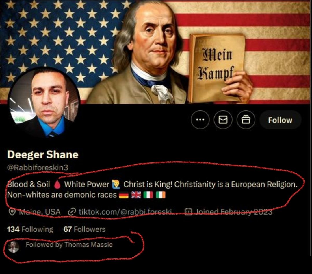 individual1st's tweet image. Thomas Massie is an ego-driven fraud who cosplays as a strict constitutionalist while reliably and consistently carrying water for Democrats.

Some really interesting people follow him, too: