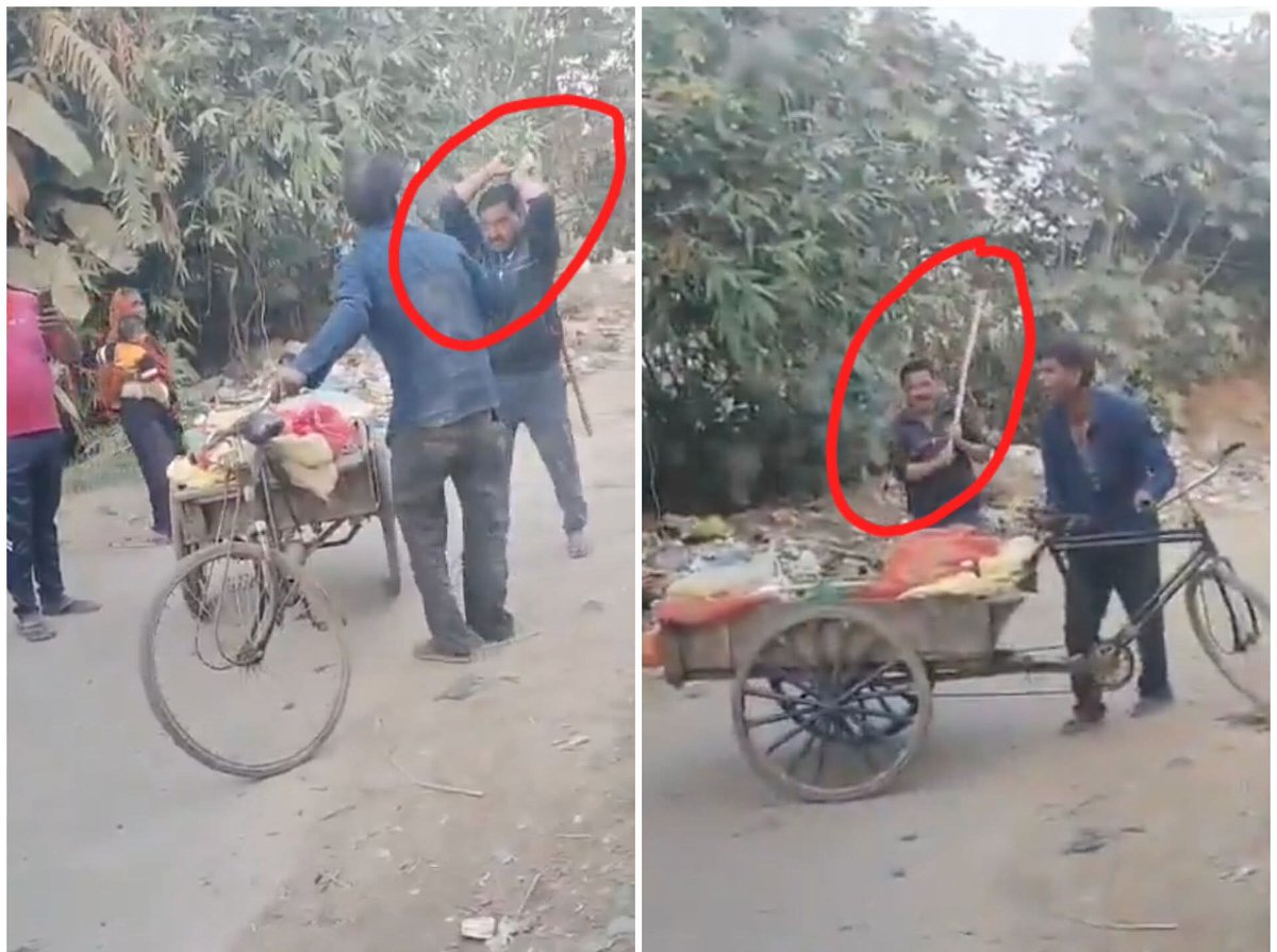 ProfNoorul's tweet image. उत्तर प्रदेश के जिला शाहजहांपुर में दलित सब्जी विक्रेता अचल से उसकी बिरादरी पूछी गई..

फिर डंडे से बे₹हमी से पीटा गया। हमलावरों ने उस पर दबाव बनाया कि वो उन्हें &apos;बाप&apos; बोले।

अजीत सिंह, अरविंद सिंह, आदित्य सिंह, निखिल सिंह गिरफ्तार हैं।