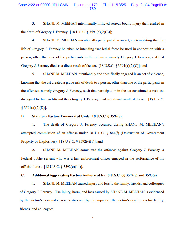 MattBlacInc's tweet image. Update | UNITED STATES OF AMERICA  v.  No. 2:22-cr-00002-JPH-CMM  #SHANEMEEHAN IN

NOTICE OF INTENT TO SEEK THE #DEATHPENALTY

2. SHANE M. MEEHAN intentionally killed 
#GregFerency #Delphi

projectneverbroken.org

projectneverbroken.org/gregs-story/

pages 4