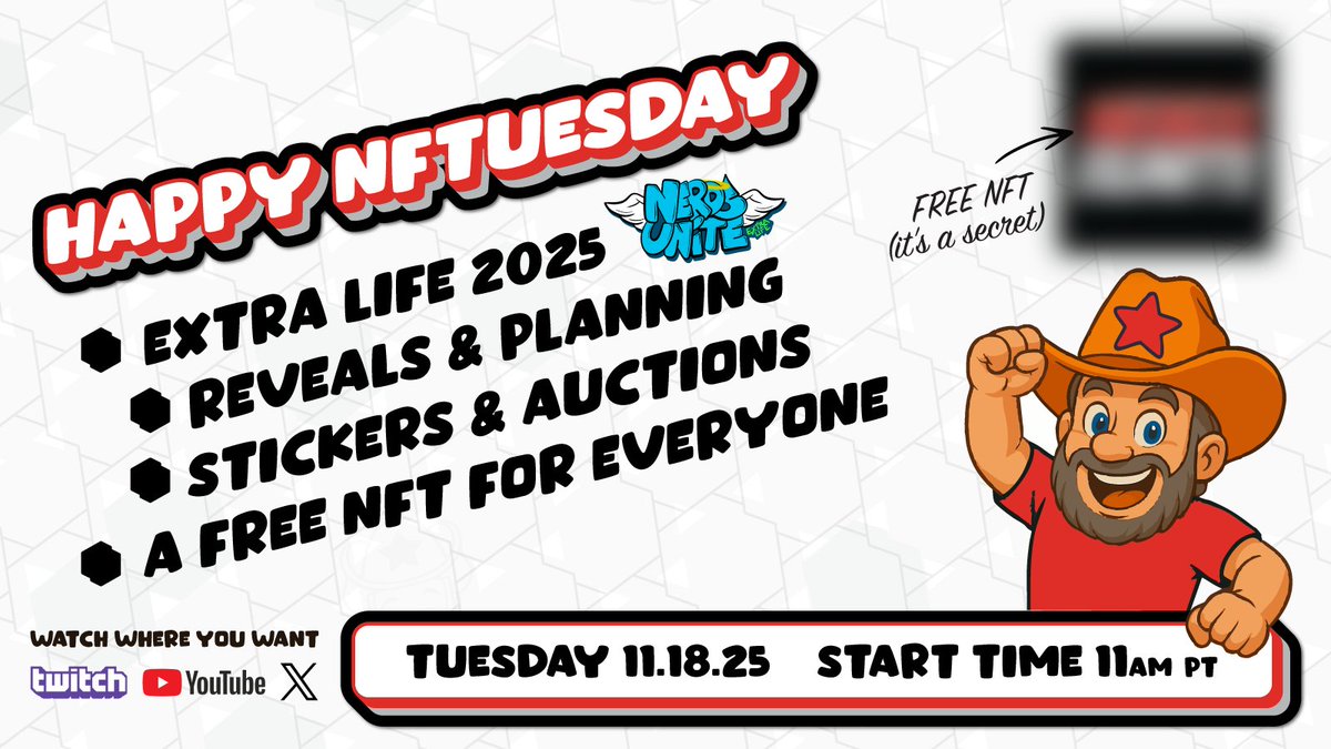 CSSully's tweet image. Happy NFTUesday!
Lots of great Extra Life 2025 updates &amp;amp; a FREE NFT for everyone! See you at 11am PT!