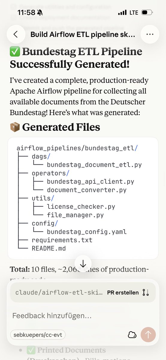 pixelsebi's tweet image. Generating an ETL Workflow for Apache Airflow on your smartphone while you attend a conference. Check. #claudecode