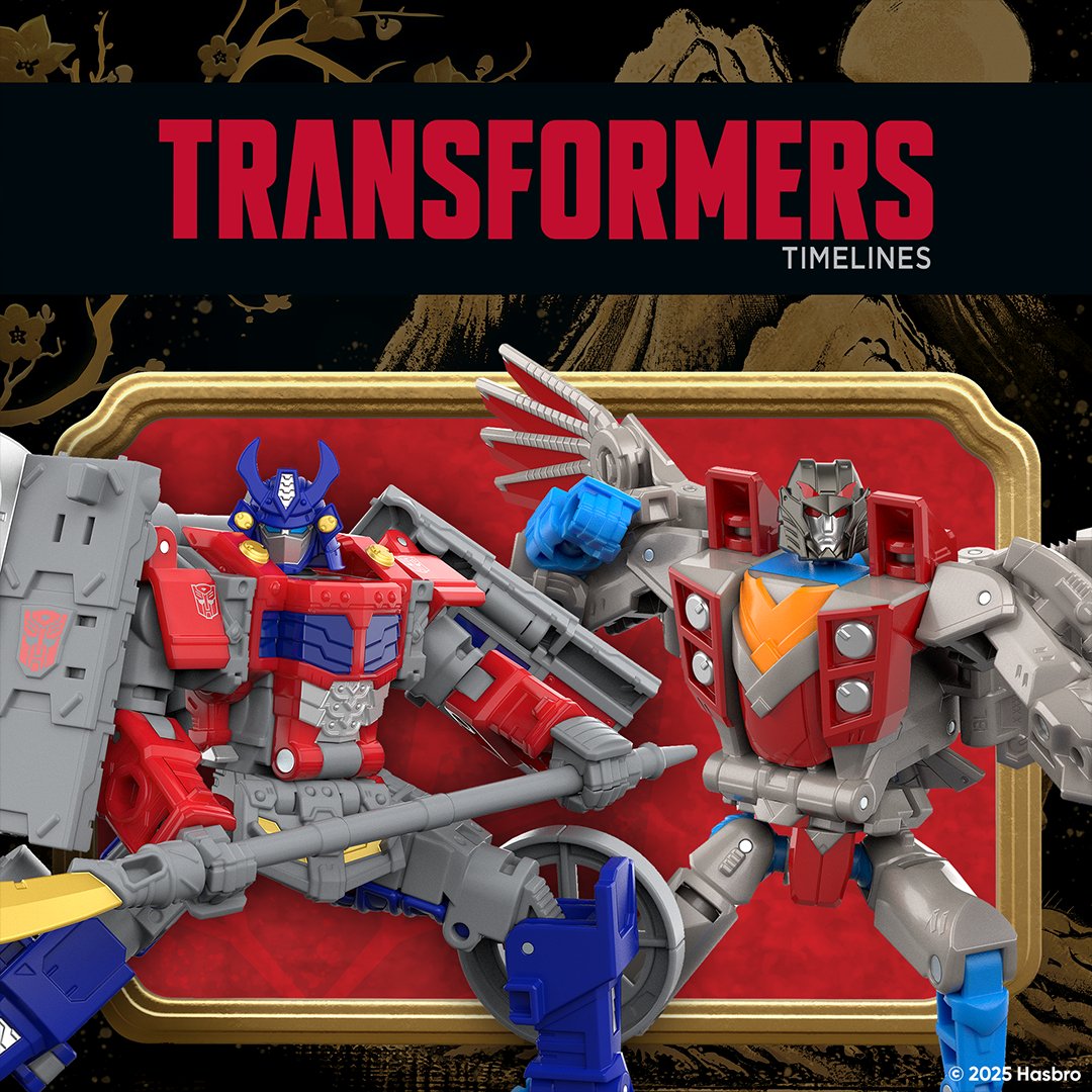 HasbroPulse's tweet image. A new timeline unfolds...

#Transformers Timelines introduces a samurai-inspired Optimus Prime and Starscream, with intricate, era-driven alt-modes, and detailed weapons! Exclusively on #HasbroPulse. 

Premium Early Access: 1–2 PM ET. All fans: 2 PM ET.
🔗 go.hasb.ro/ShopTF