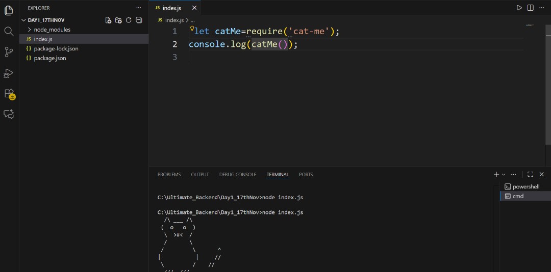 Pratikshak19332's tweet image. Just discovered the cat-me package in Node.js…
And now my terminal is full of cats.
Is this peak coding or am I late by 10 years? 🤣🐱

#Nodejs #JavaScript #DevLife