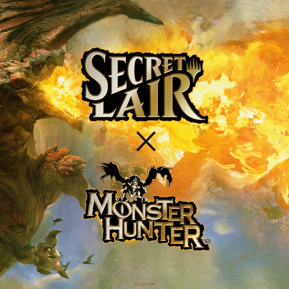 MTGSecretLair's tweet image. 🪓🔥 The hunt begins. 

Secret Lair and Monster Hunter are working together to bring you a brand-new drop! Get ready for iconic monsters, breathtaking art, and gear that would make even a Palico jealous. 

magic.wizards.com/en/news/announ…