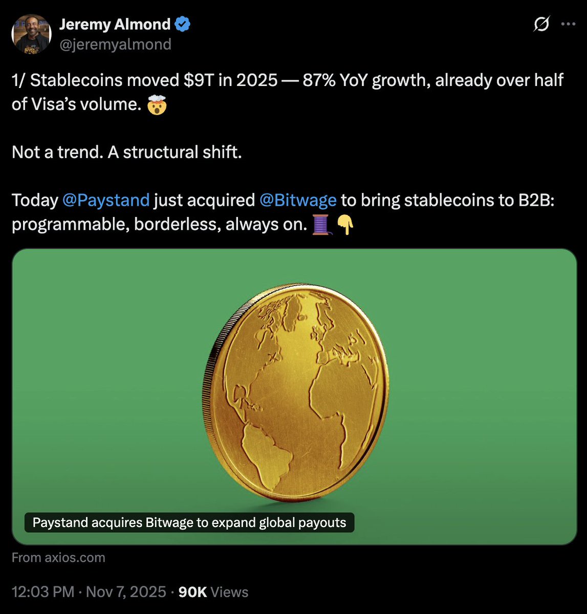 DraperVC's tweet image. When we backed @JonChest and the @Bitwage team in 2015, most people thought using @Bitcoin for payroll was somewhere between &quot;impossible&quot; and &quot;insane.&quot;

Bitwage spent the last 11 years quietly building something the market is now desperate for: Infrastructure that can pay teams…