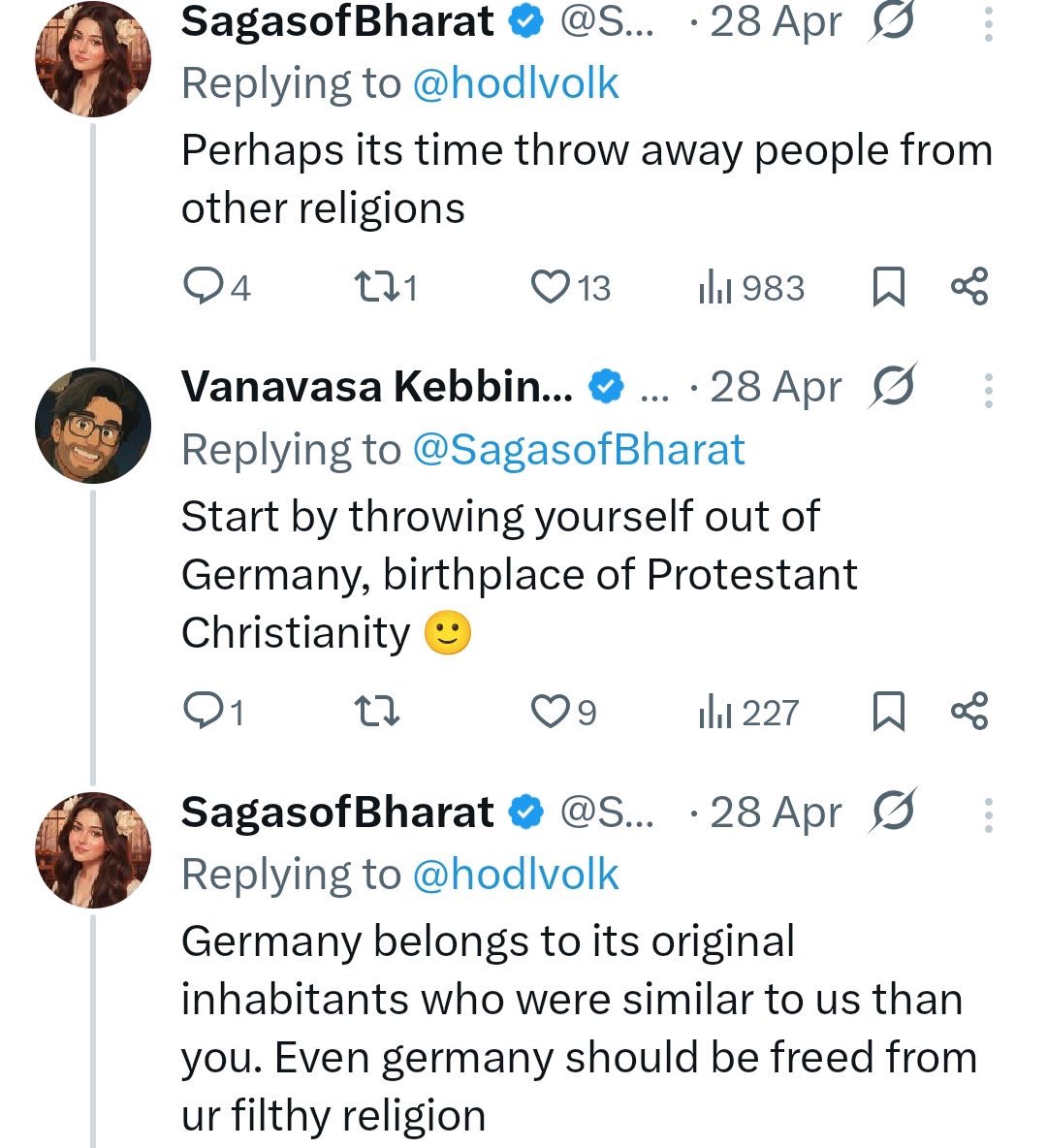 NapoleonBonabot's tweet image. An Indian Hindu nationalist living in Germany says that her people have more rights over Germany than German Christians and advocates for a Christian genocide.

No wonder why these people were kicked out of Sri Lanka, Bhutan, Myanmar, Pakistan, Bangladesh and Idi Amin&apos;s Uganda.