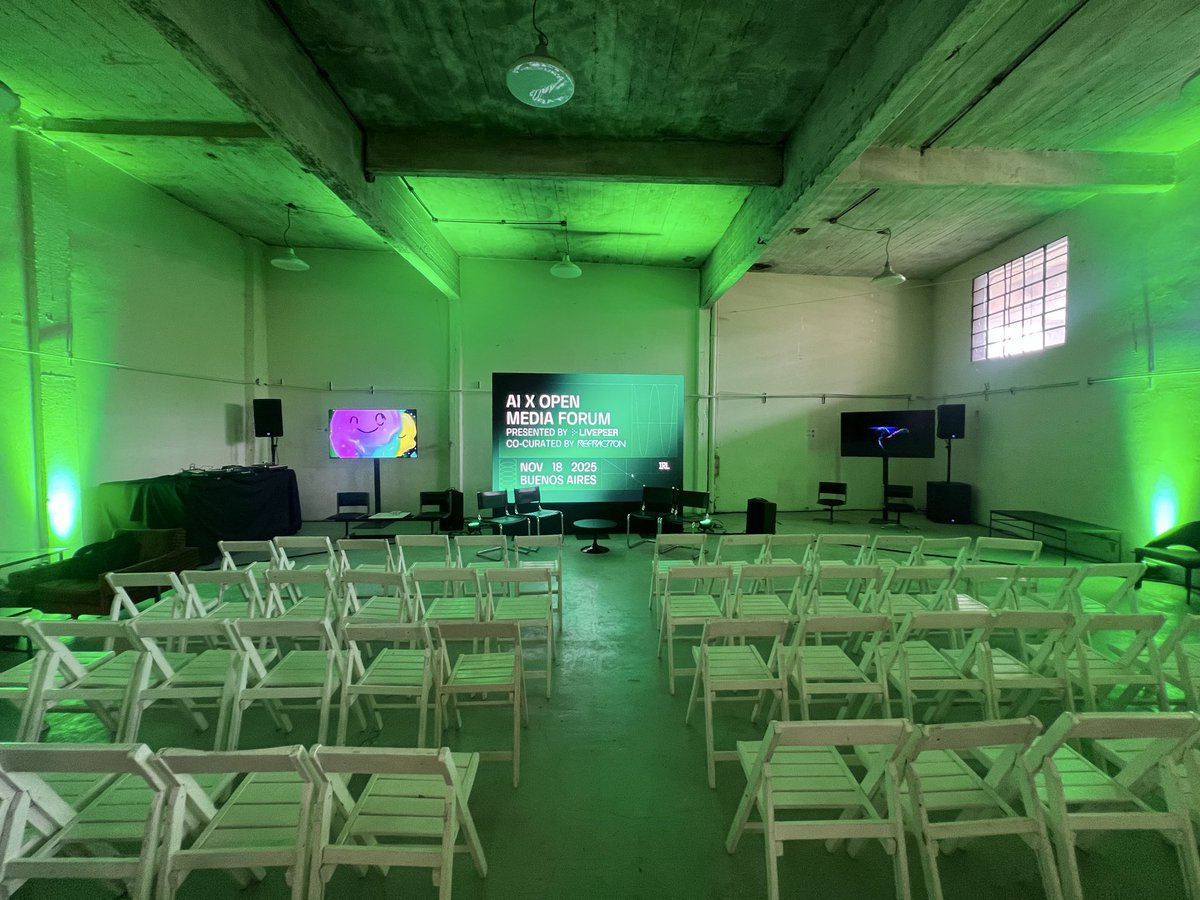 honestly_rich's tweet image. Kicking off the AI x Open Media Summit in an hour 🪩 

✅ vibey people
✅ vibey venue
✅ vibey discussion
✅ vibey vibe 

Hosted by @Livepeer, curated by @refraction_irl, supported by @campnetworkxyz.

Vamos.