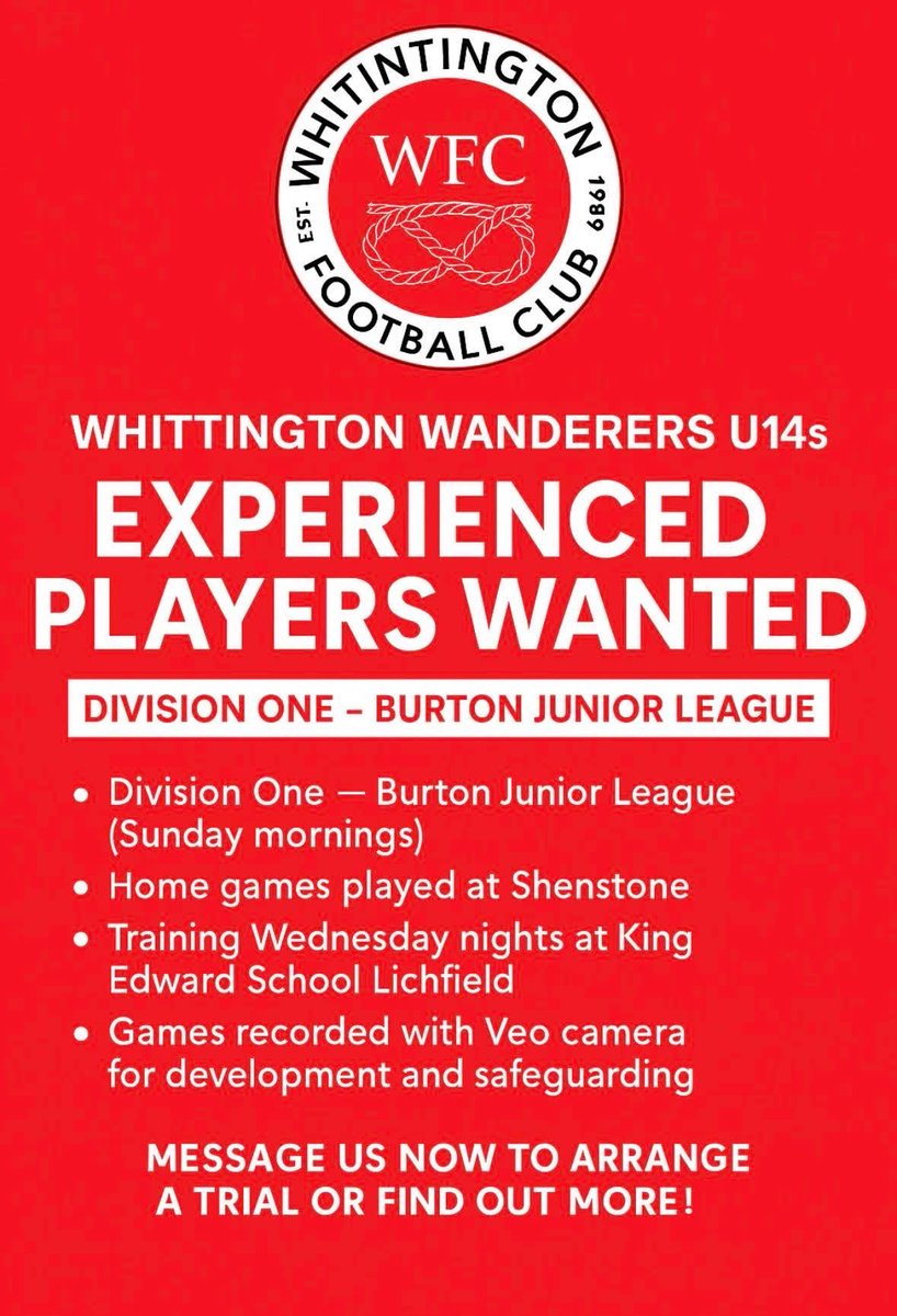 📧 whittingtonfootballclub@gmail.com if interested.