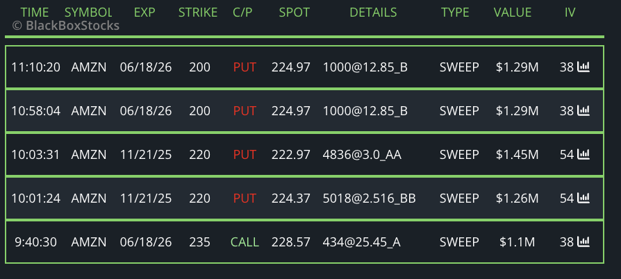 AkiraOrderFlow's tweet image. $AMZN, I&apos;m guessing that 220p was same player STO and then BTC, but other lines are bullish