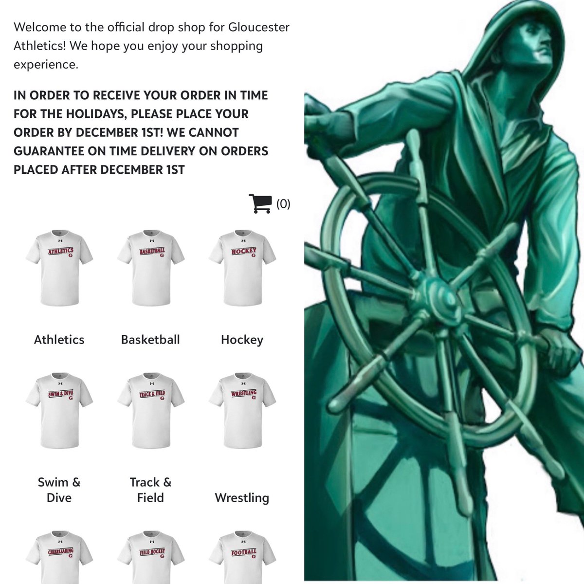 Athletics apparel store open with all Winter &amp; Fall Sports. This store is always open, but to ensure delivery prior to holiday season orders must be placed by 12/1. 

Link here:
…thletics-drop-shop.checkoutstores.com