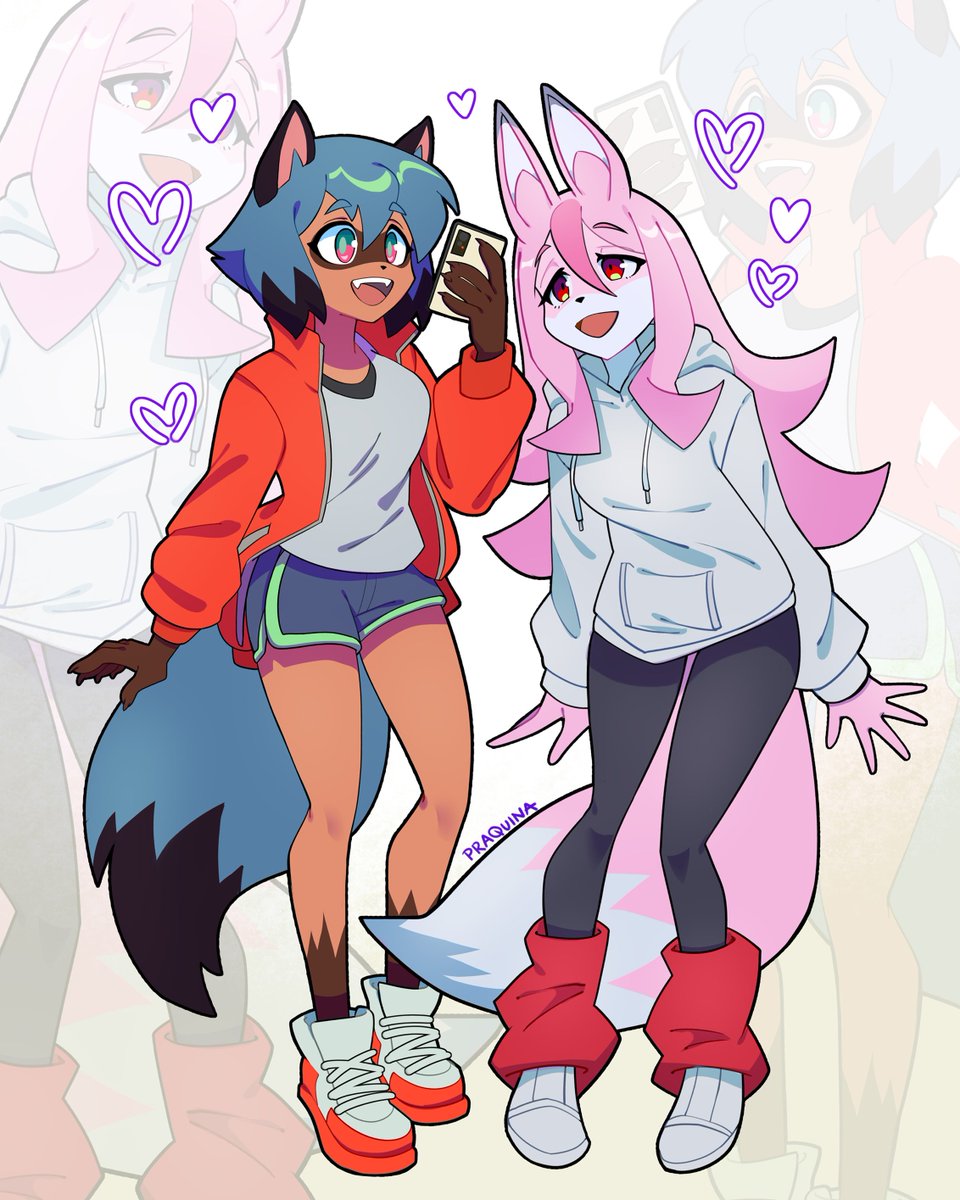 praquina's tweet image. my girls Michiru and Nazuna &amp;lt;3 
Have you seen BNA? I've been meaning to watch it again~

This was a drawing I made for a shirt for a past con