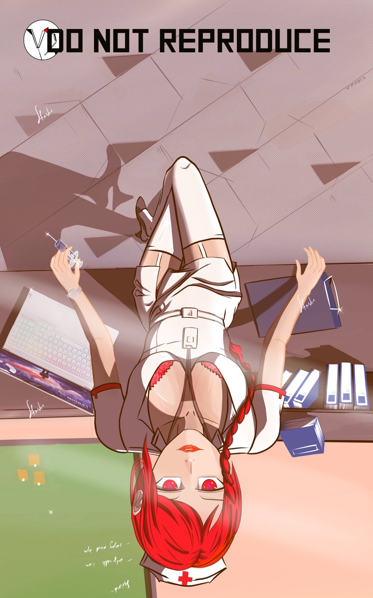 strividia's tweet photo. Are you feeling tired? Want this sexy nurse to treat you? Come here closer💋

Let me check every part of you~chuu💋

Congratulations to @PrincessFlamy 
(the sexiest lip i ever cook) #Vtubers https://t.co/SjzgcDpJgd
