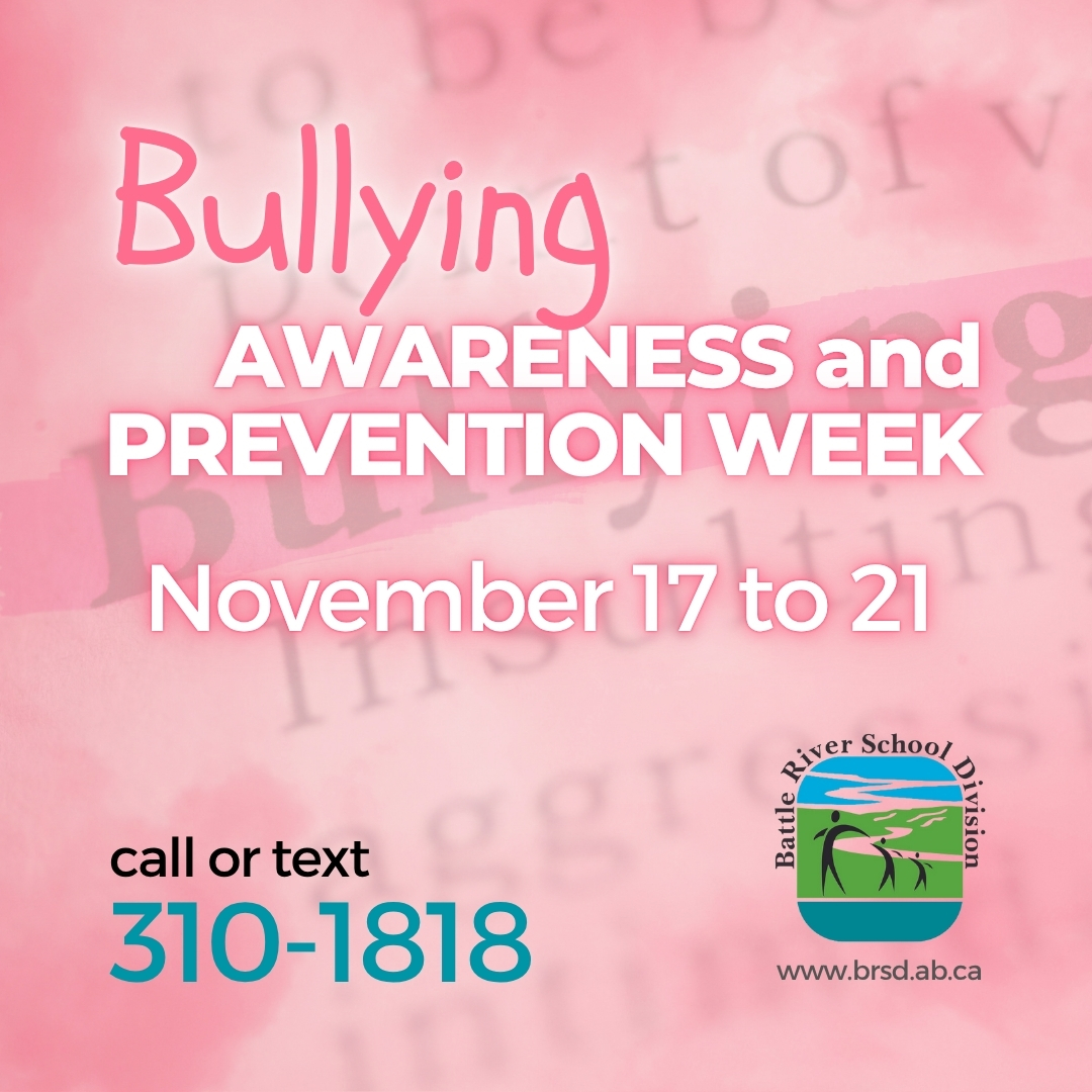 battleriver31's tweet image. Bullying Awareness and Prevention Week is from Nov. 17 to 21, 2025. Let's help raise awareness about bullying, its behaviours and harmful  impacts. Call or text 310-1818 for support and resources.