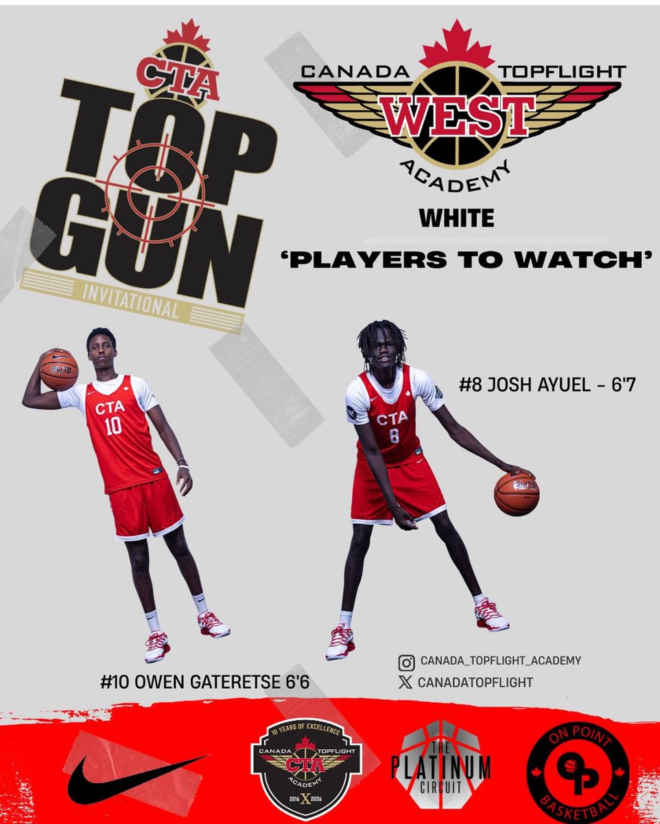 Next up Top Gun Invitational “PLAYERS TO WATCH” Series <a href="/cta_west/">CTAWest</a> White’s OWEN GATERETSE &amp; JOSH AYUEL! <a href="/DrewEbanks/">OnPointBasketball</a> <a href="/onpointscouting/">On Point Scouting</a> <a href="/themapleminute/">Josh Millican</a> <a href="/wesblairbrown/">Wes Brown</a> <a href="/michaeltorres03/">Michael Torres</a> <a href="/HuffmanCoach/">Coach Huffman</a> <a href="/coachsir_value/">Coach Lee Reckmann</a> <a href="/AllCanadianGame/">All Canadian Games</a>