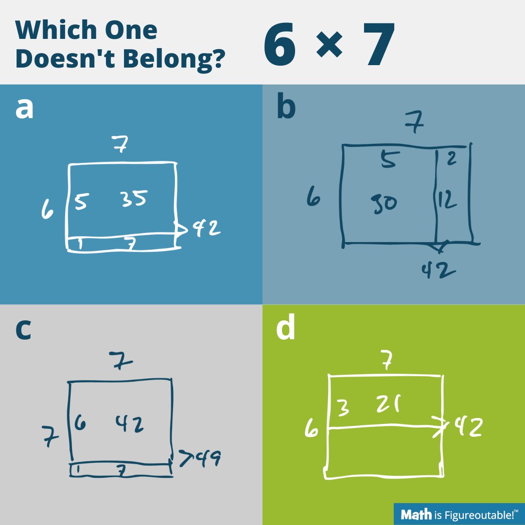 pwharris's tweet image. #TryThisTuesday

My favorite way to play Which One Doesn&apos;t Belong is to choose a reason for each one to not belong. 
What are you thinking?

#MathIsFigureOutAble #MTBoS #ITeachMath #MathEd